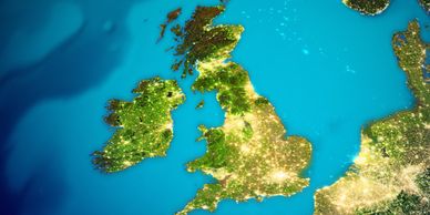 Map of the UK at night from space