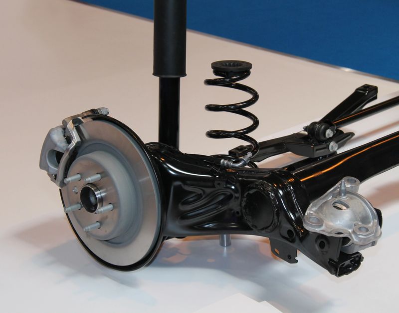 Cutaway Display of a Vehicle Brake and Suspension Unit.