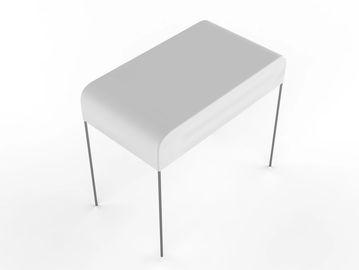 Minimalist white stool with metal legs.