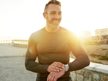 Healthy man on a walk having the energy from testosterone replacement in Owasso at Pathway Health