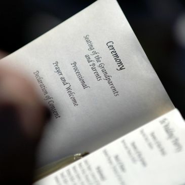 Close-up of a ceremony program booklet.