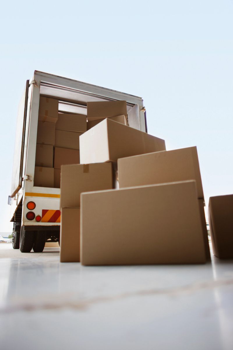 Boxes waiting to be loaded onto truck