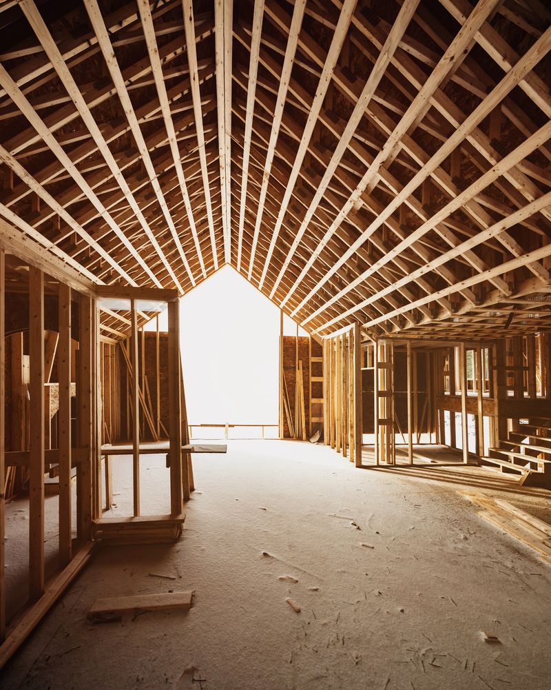 New home construction in Winter.