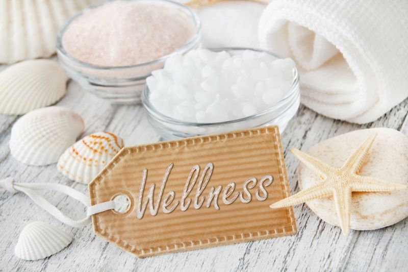 Wellness spa treatment with label close up