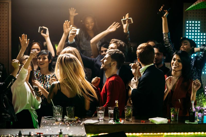 African female DJ in the nightclub.