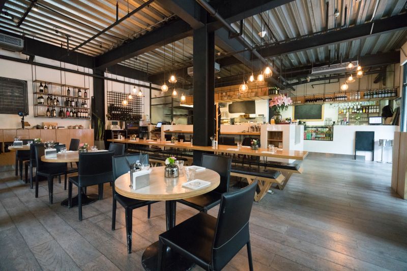 Interior design of a modern restaurant.