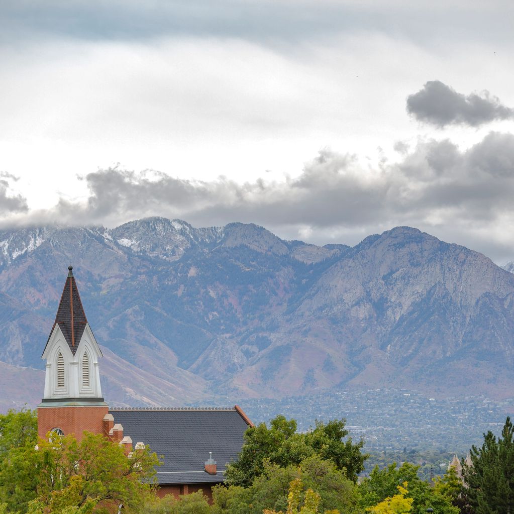 A view of Mountain View Garden and church