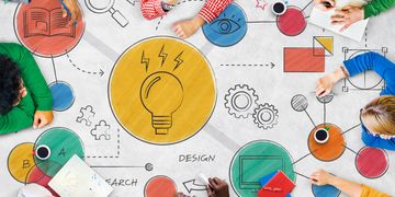 The designer coming up with ideas to share with the client