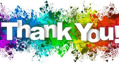Colorful splash background with bold white "Thank You!" text.
