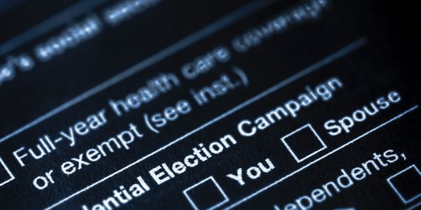Close-up of a form section about Presidential Election Campaign contributions.