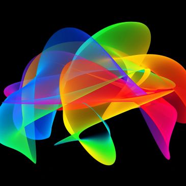 Vibrant multicolored abstract waves on a black background.