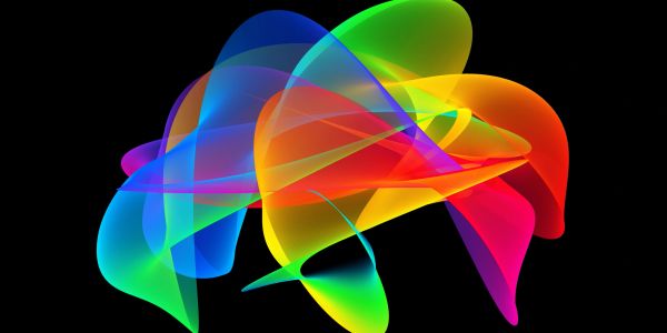 Vibrant multicolored abstract waves on a black background.