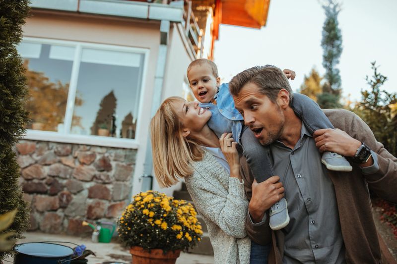 Family spending sunny day outdoors