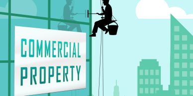 Lavori su un edificio commerciale con testo "Commercial Property".