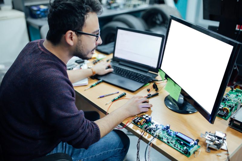 engineer writing computer code