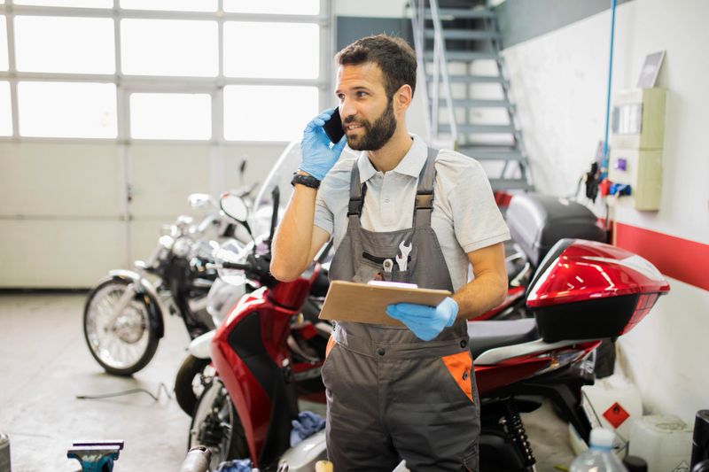 At motorbike service