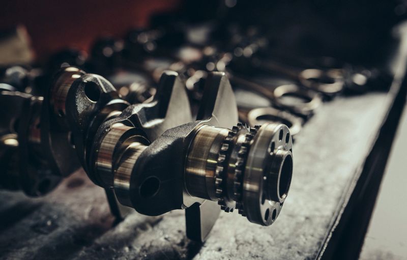 Car V10 engine repair close-up