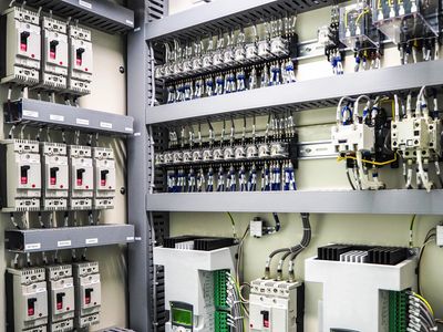 Inside an electrical switchboard