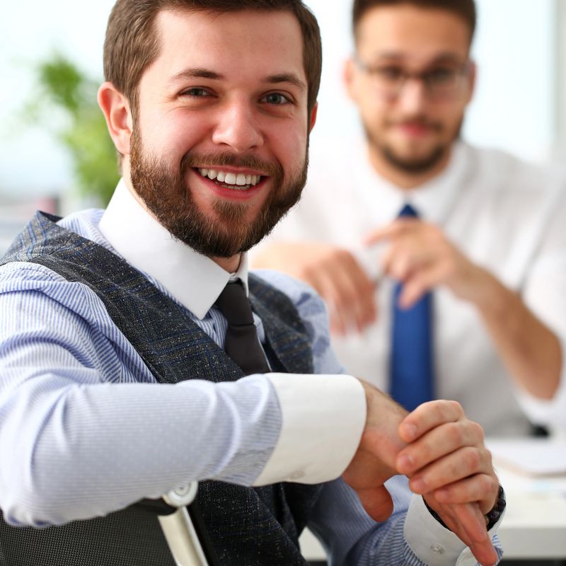 Group of smiling bearded businessmen in suit and tie at office workplace portrait. Positive emotion worker corporate staff dress code style profession coach training visit job offer idea