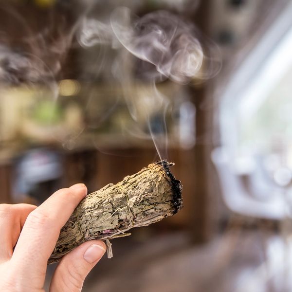 Space clearing with smudging.