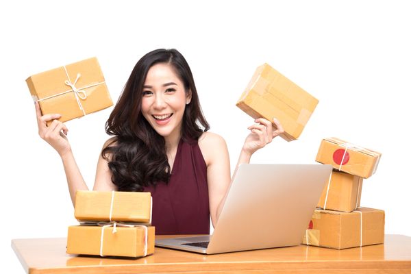 Starting a dropshipping business from home with a laptop computer.