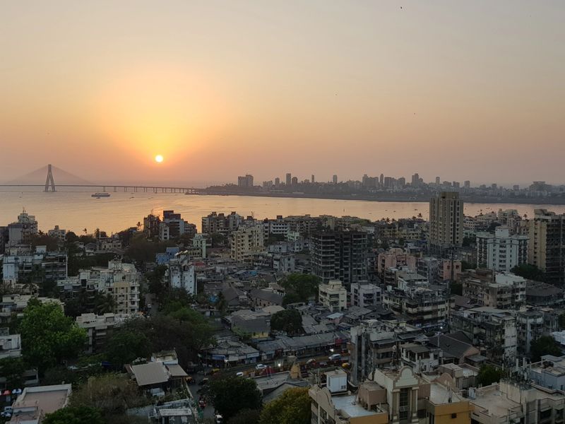 Bandra Worli Sea link over Mahim Bay, Mumbai, India, taken from high rise building
