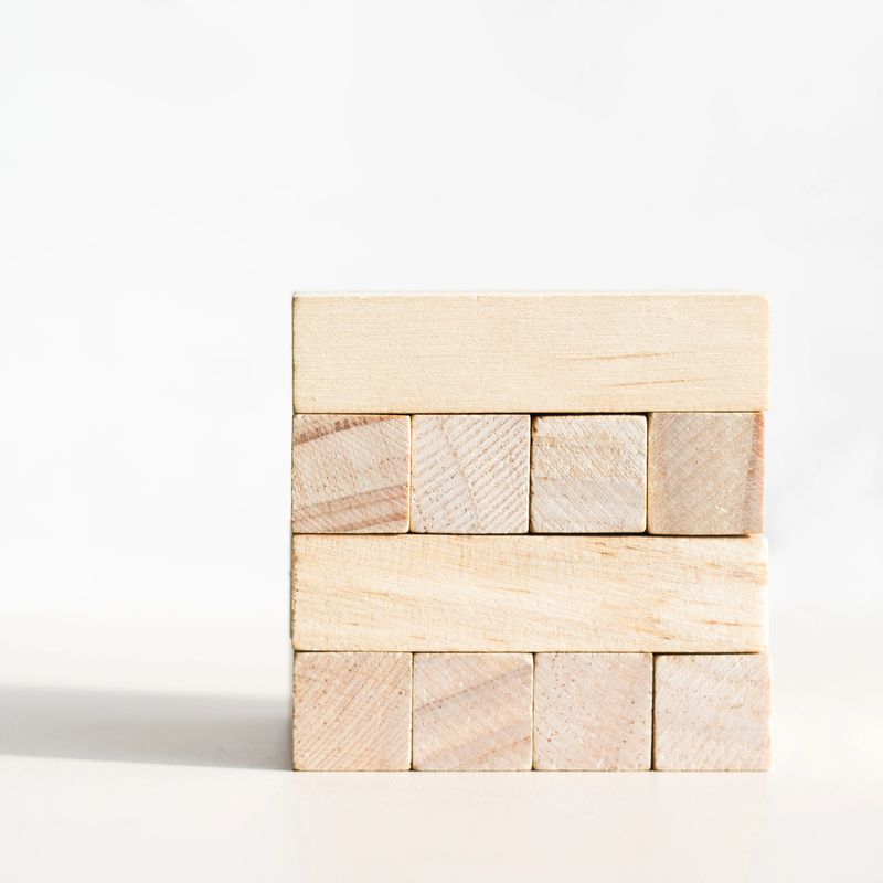 Wood blocks on a white background front view