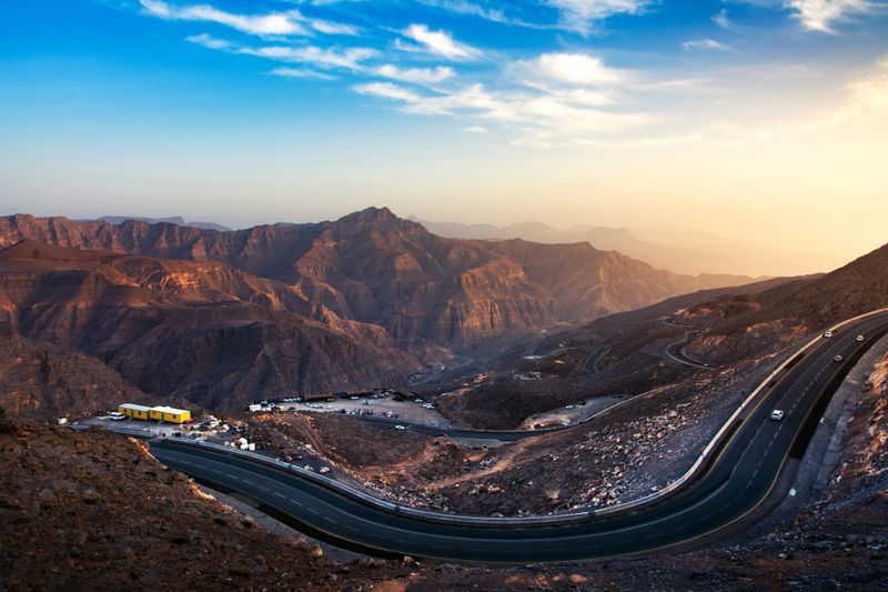 Sunset at Jabal Jais mountain in the United Arab Emirates