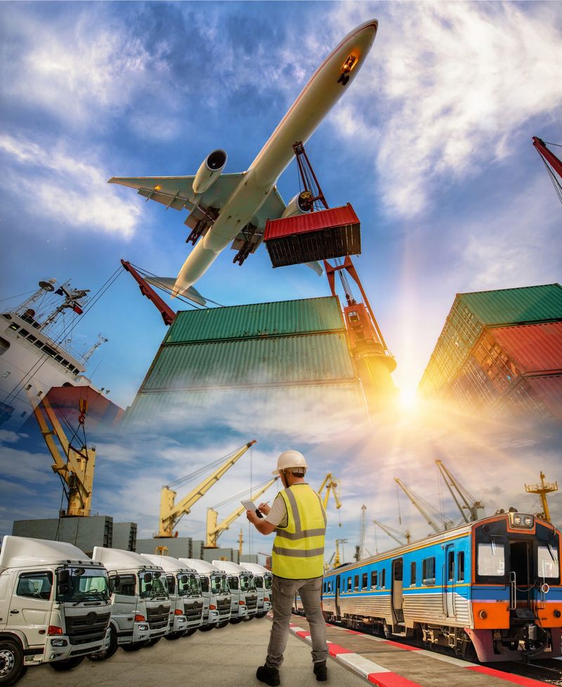 logistics system and transport services to Worldwide, inland and sea farer global delivery shipment and goods from door to door attention