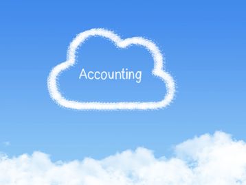 Cloud-shaped smoke with the word 'Accounting' in the blue sky.