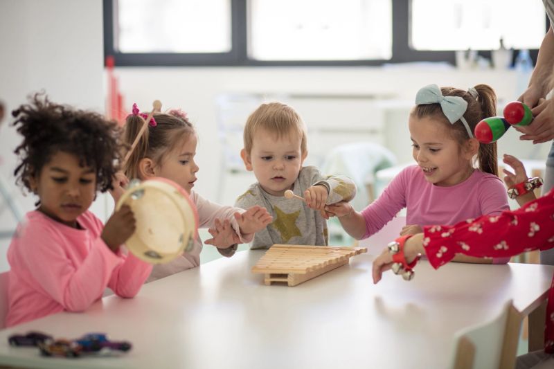 Let's make some noise. Children in preschool.