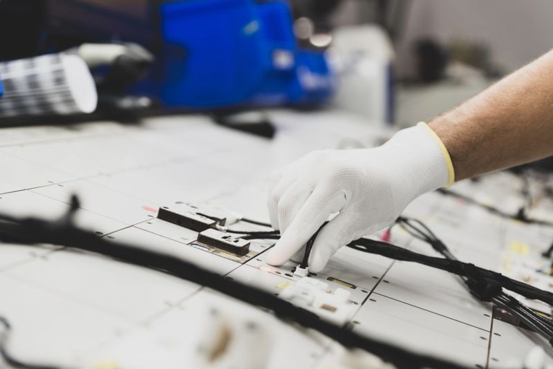 Checking the wiring systems on the control desk, checkpoint, automotive industry.