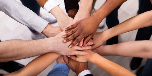 Hands in huddle