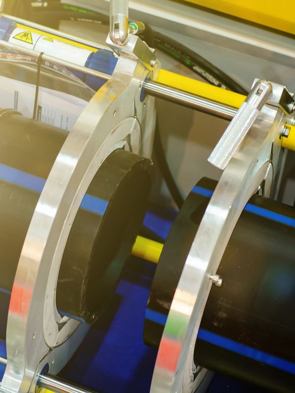 Close-up of industrial machinery with metal and black components.