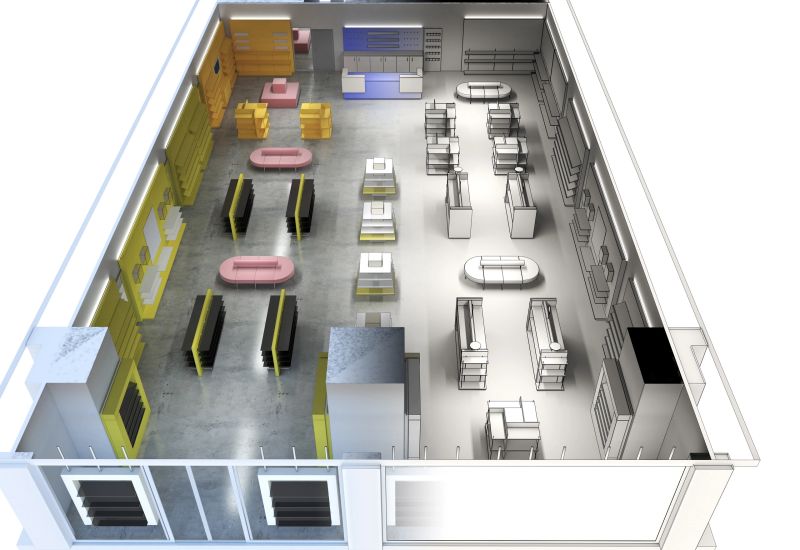 interior, exhibition hall, 3D illustration