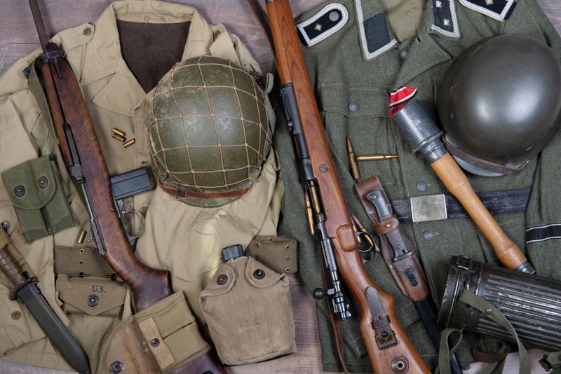 the world war two military american and german equipment