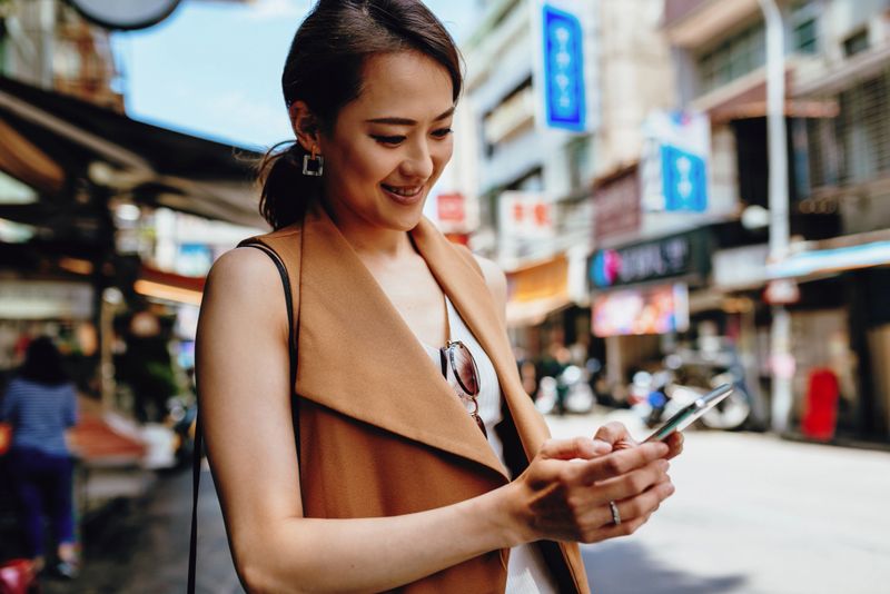 Beautiful Taiwanese woman in the city
