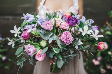 Pink, Lavender and blue bridal bouquet