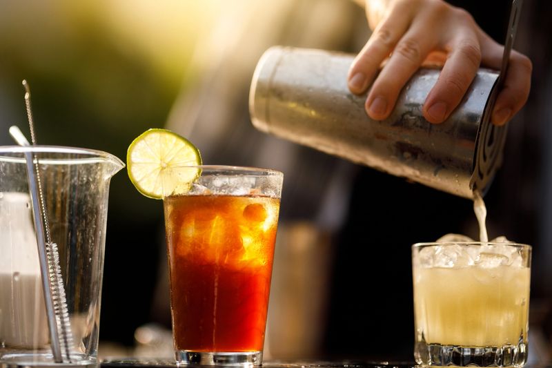 Bartender preparing drinks at the cocktail party.