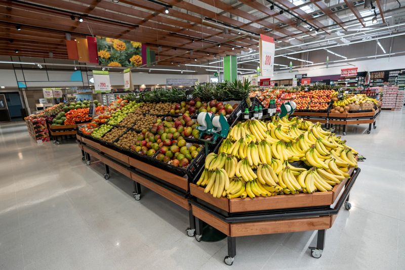 Vegetable and fruit section at a supermarket - No people