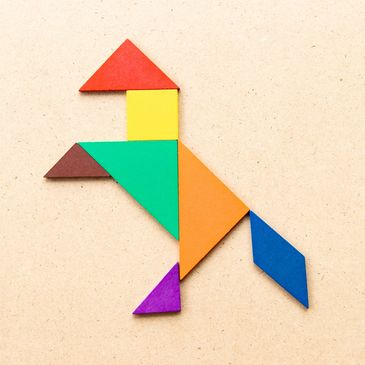 Tangram in the shape of a horse