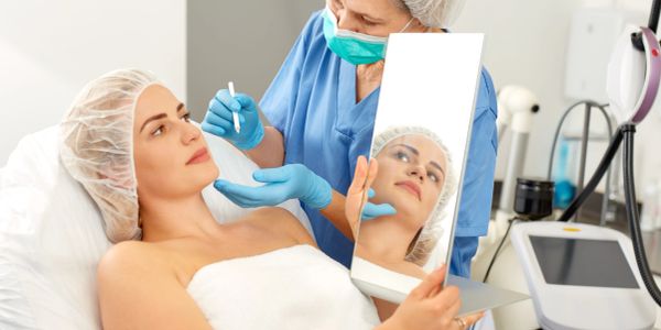 Woman getting a cosmetic treatment.