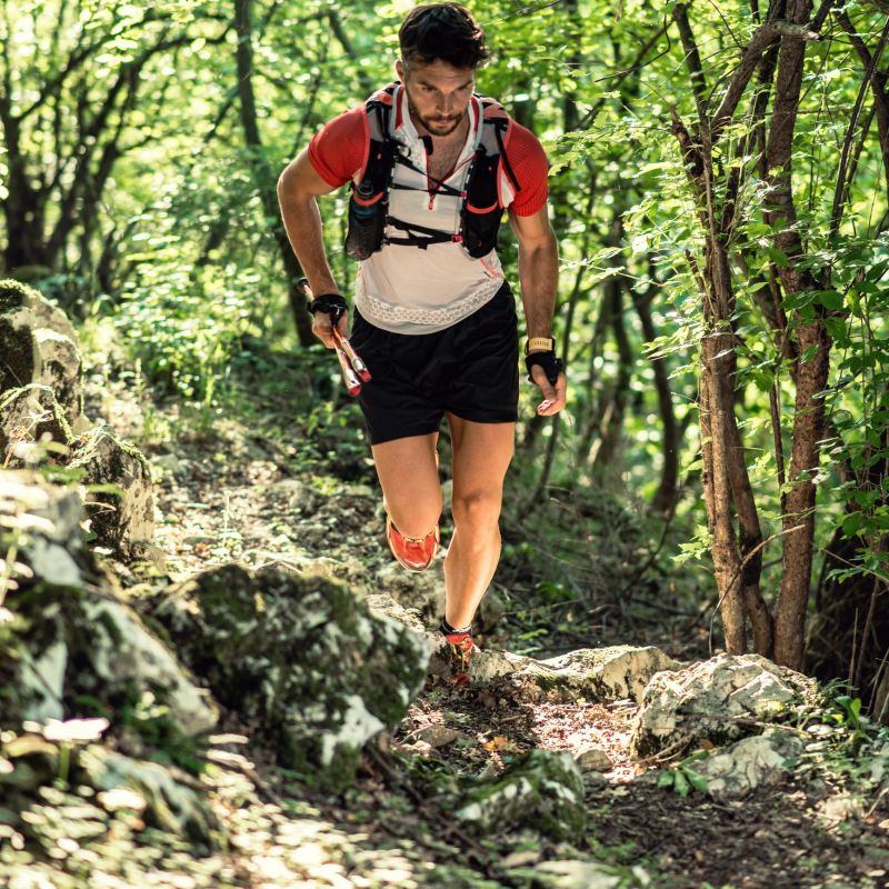 Trail running in the forest