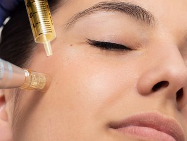 Woman receiving a skincare injection.