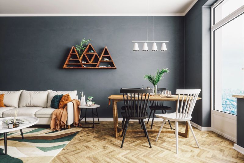 Scandinavian style living and dining room.