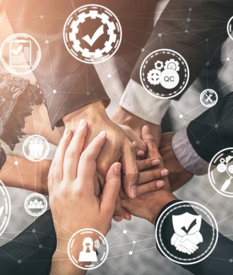 A hand holds a Core Values block, representing the trust and integrity behind thoughtful insurance guidance.