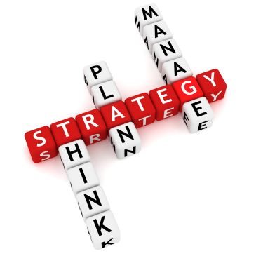 Words related to strategy and planning arranged crossword-style.