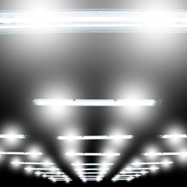 Rows of bright fluorescent ceiling lights.