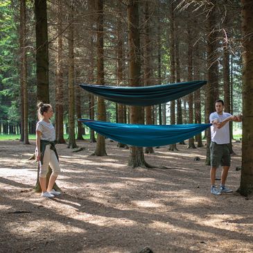 Happy families enjoying their swing sets