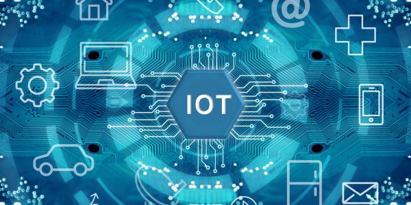Illustration of IoT connectivity with various digital devices.